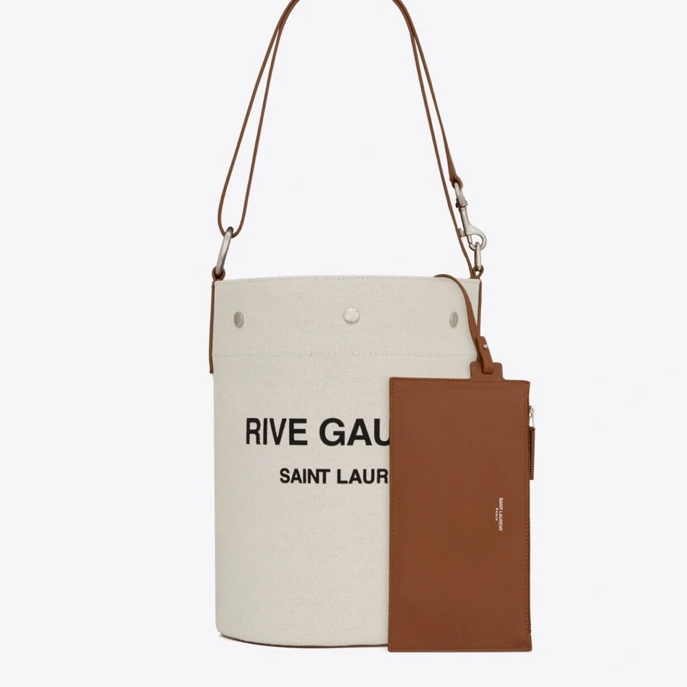SAINT LAURENT RIVE GAUCHE BUCKET BAG IN LINEN - Picture 2 of 12